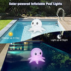 Solar Floating Pool Light w/Remote, 2 Pack 16 Colors Inflatable Octopus - Image 4