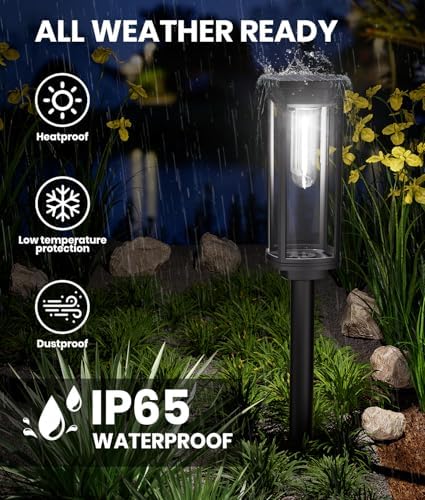 NEWMESSI Solar Walkway Lighting with Pattern, 8 Pack, Cool White, IP65 - Image 3