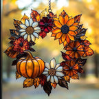 Autumn Pumpkin Wreath Acrylic Suncatcher by AVAGAN