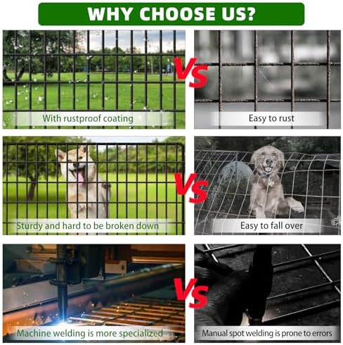10 Panels Dog Fence Outdoor for Yard, 36 in(H) X 24 ft(L) Decorative Garden Fence Rustproof No Dig Animal Barrier Fencing Metal Wire Panel Border Patio Rabbits Ground Stakes Fencing - Image 4