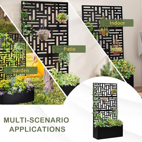 VINGLI 71"H Metal Raised Garden Bed with Trellis, Outdoor Planter Box for Climbing Vegetables, Fruits and Flowers, Privacy Screen, for Backyard, Patio, Balcony (Black) - Image 7