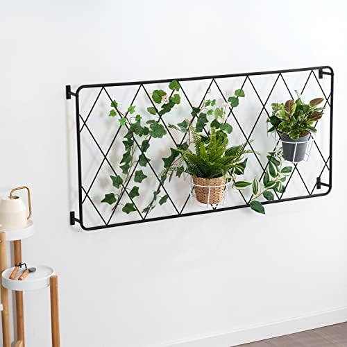 MyGift 50 x 24 Inch Wall Garden Trellis, Black Metal Climbing Plant Panel - Image 2