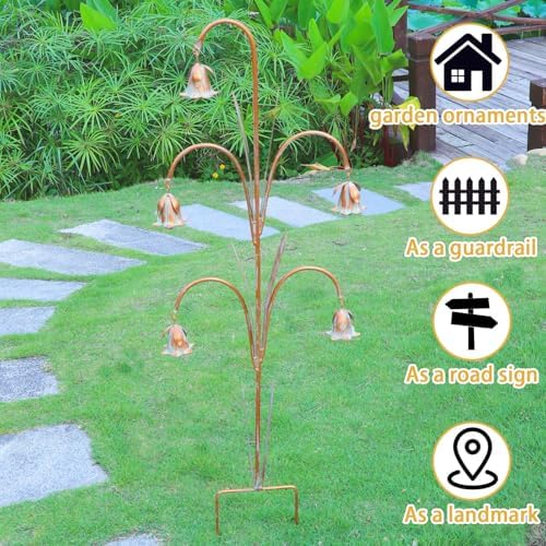 Metal Flowers with Bells for Outside Garden art, Decorative Garden Stakes - Image 5