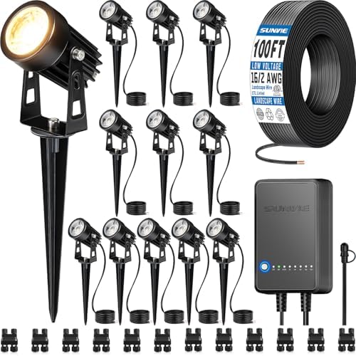 SUNVIE All-in-One LED Low Voltage Landscape Lighting Kit Dusk to Dawn 12PCS by SUNVIE
