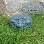 Garden Statues Outdoor Large Clearance Animal Garden Ornaments Outdoor Funny Rock Face Stone Smiley Statue Stone Creative Garden Statue Perfect Ornament for Indoor Outdoor Garden Porch Patio (Color : - Image 2