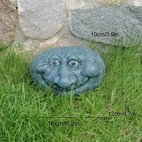 Garden Statues Outdoor Large Clearance Animal Garden Ornaments Outdoor Funny Rock Face Stone Smiley Statue Stone Creative Garden Statue Perfect Ornament for Indoor Outdoor Garden Porch Patio (Color : - Image 2