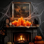 9 Pcs Ribbed Flameless LED Pillar Candles with Remote, Battery Operated Flickering Fake Candles for Wedding Fireplace Halloween Christmas Decor, Orange - Image 5