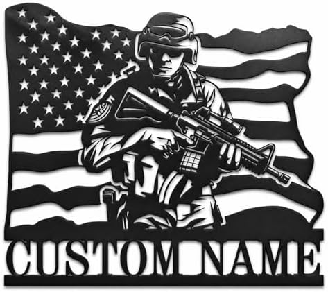 Personalized Army Soldiers Metal Signs Custom Military Metal Wall Art Patriotic American Flag Wall Decor Personalized US Military Army Gifts Veterans Day Gifts by HZYCYYFC