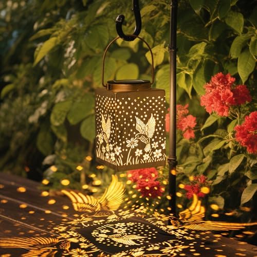 2 Pack Bronze Solar Lights Outdoor Waterproof Decorative - Gifts for Women Mom Grandma, Hummingbird Garden Decor for Yard, Patio,Backyard, Porch , Garden (Hummingbird) - Image 2