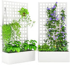 Outsunny Galvanized Raised Garden Bed with Trellis 35" x 16" x 70" White by Outsunny