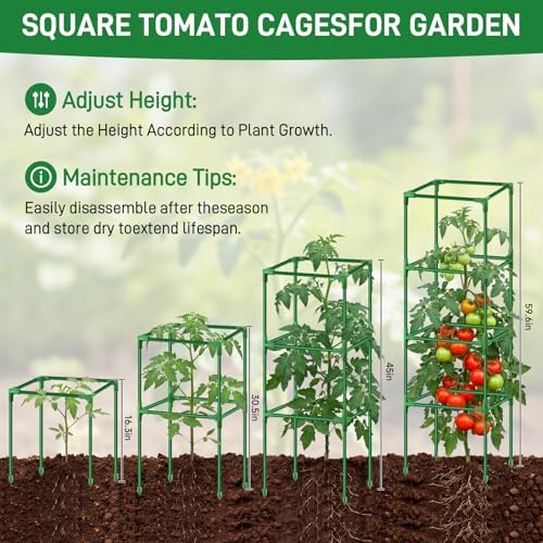 3 Pack Square Tomato Cage Heavy Duty Rust-Resistant Metal Tomato Trellis - Image 3