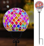 VCUTEKA Decorative Solar Garden Lights, 6" Mosaic Globe Outdoor Stake by VCUTEKA