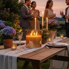 NICEME Extra Large 3 Wick Battery Operated Candle, 6"x6" Big Clear Glass Flameless Candles with Remote, Real Wax Flickering Led Pillar Fake Giant Candle for Wedding Party Holiday Home Decor, Gold - Image 2