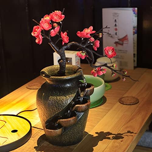 Tabletop Fountains Indoor Water Fountains Flower Vase Fountain with Water Flow & Artificial Bouquet, Mini Tabletop Waterfall Fountain, Desktop Fountain for Office (Style 12) by Unknown