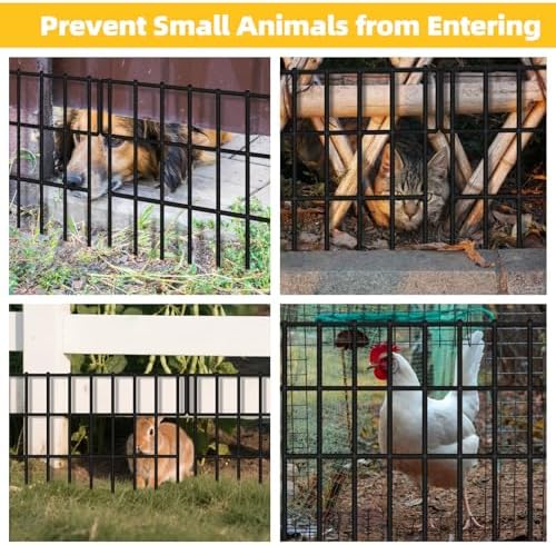 ULIOK 46 Panels Animal Barrier Fence, Garden Fence Animal Barrier, No Dig Fencing, 65.2ft(L) x 13in(H) Dog Fencing Rabbit Fences, 1.5in Spike Spacing Rustproof Metal Fences Border for Outdoor Yard - Image 6