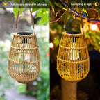 Solar Powered Lantern Outdoor Waterproof Hanging Rattan Lantern Lights Solar Lanterns Decorative Table Lamp for Garden,Yard,Patio,Porch,Trees,Lawn,Pathway,1 Pack - Image 4