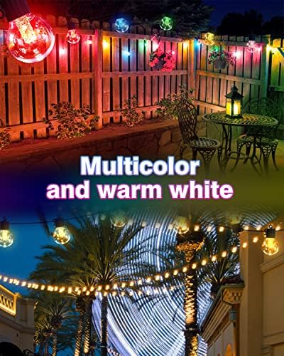 FREECUBE 50FT Solar String Lights Outdoor Waterproof, 25LEDs G40 Globe Shatterproof Bulbs,Warm White & Multicolor,8 Modes,Timer, Solar Powered Patio Lights for Backyard, Porch, Garden, Wedding Decor - Image 5