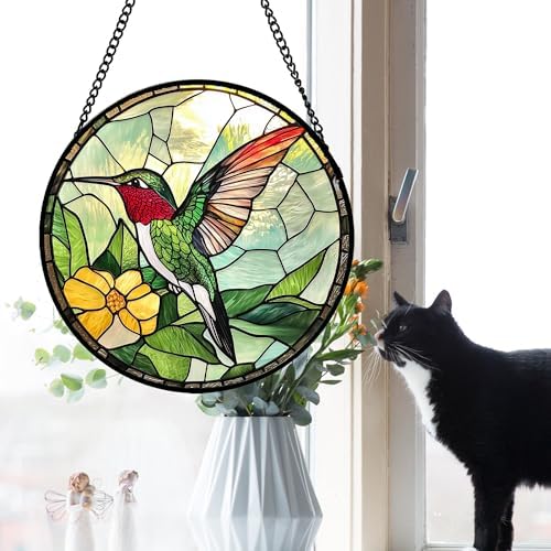 Hummingbird Stained Glass Window Hanging Suncatcher,Gifts for Women 15" - Image 2
