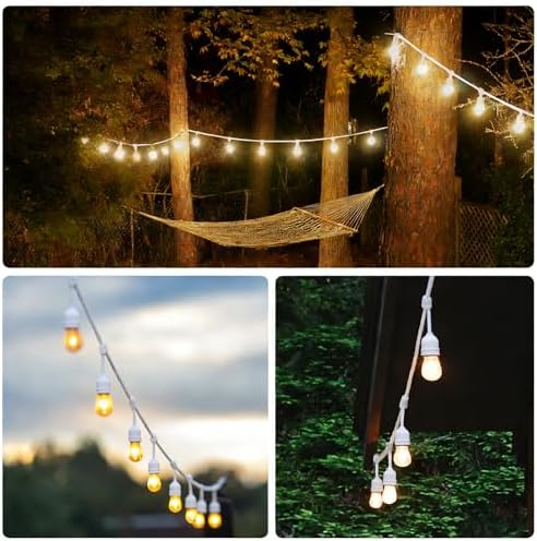 SUNTHIN 105FT White Outdoor String Lights, 34 1W LED Bulbs - Image 7