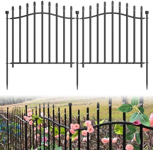 No Dig Garden Fence 24" H x 22.5'L Decorative Yard Dog Outdoor Panels by Bilibompa