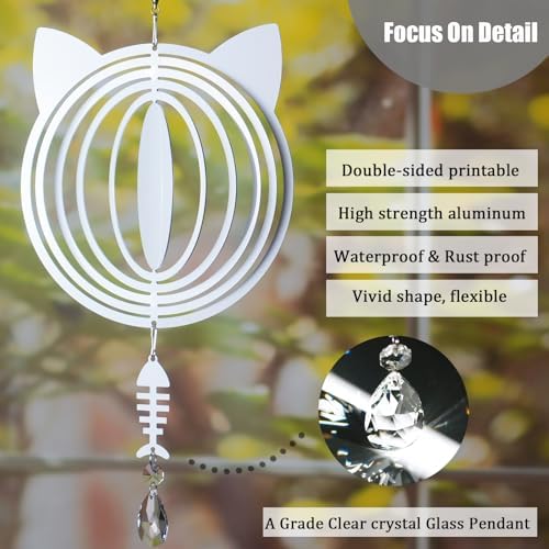 4Pack 10 inch Sublimation Wind Spinner Blanks 3D Aluminum Metal Wind Sculpture Kinetic Spinners for Yard and Garden Indoor Art Ornaments Hanging Decoration (Cat) - Image 3