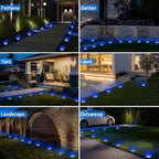Peasur Mini Solar Ground Lights Outdoor, 8 Pack Flat Solar Powered Disc Lights, IP68 Waterproof, Anti-Rust, Landscape Lighting for Pathway Garden Yard Lawn Walkway Landscape Driveway, Blue - Image 6