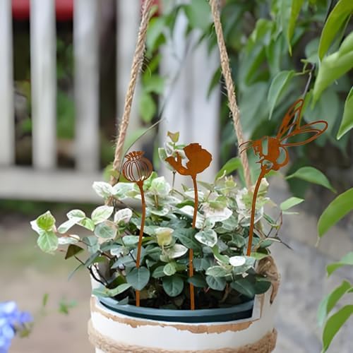 Decorative Garden Stakes Yard Art 3pcs Rustic Metal Set-Outdoor Vintage Ground Insert Decor with Abstract Design,Weather-Resistant Iron Signs for Patio,Seasonal Festival Decoration - Image 6