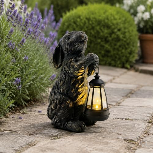 Cute Standing Bunny Statue with Solar LED Lantern, Antique Bronze Finish Resin Rabbit Sculpture, Waterproof Outdoor Garden Ornament, Ideal Gift for Rabbit Lovers, Patio Backyard Home Decor - Image 5