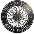 Personalized Sunflower Metal Welcome Sign - Custom Family Last Name Round Wall Decor -Custom Metal Wall Art - Housewarming Gift，Outdoor Garden Floral Front Door Plaque by HYTSIGN
