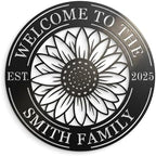 Personalized Sunflower Metal Welcome Sign - Custom Family Last Name Round Wall Decor -Custom Metal Wall Art - Housewarming Gift，Outdoor Garden Floral Front Door Plaque by HYTSIGN