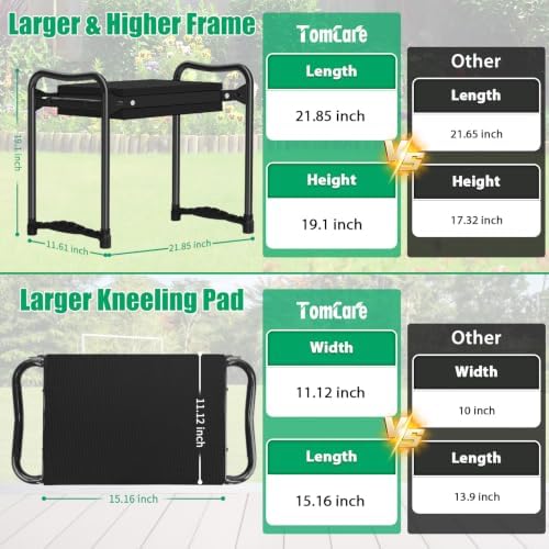 TomCare Garden Kneeler and Seat, 11.12" Kneeling Pad Sturdy Garden Bench - Image 3