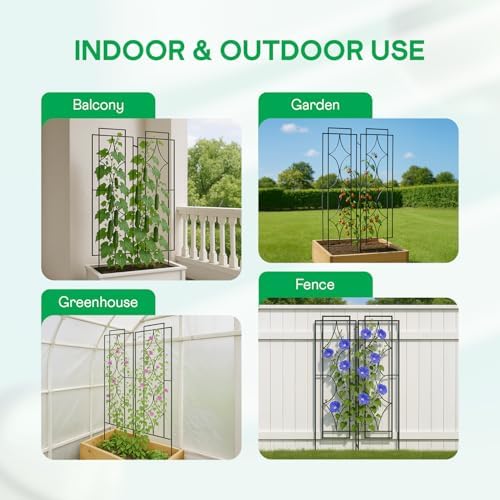 IDZO 2-Piece Diamonds Design Decoration Trellis, Metal Decorative Trellis for Climbing Plants Outdoor, Garden Trellis for Climbing Plants, Climbing Rose Trellis, 48-Inch Tall Each, Black - Image 7