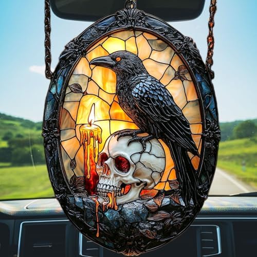 Gothic Raven and Skull Acrylic Suncatcher - Image 5