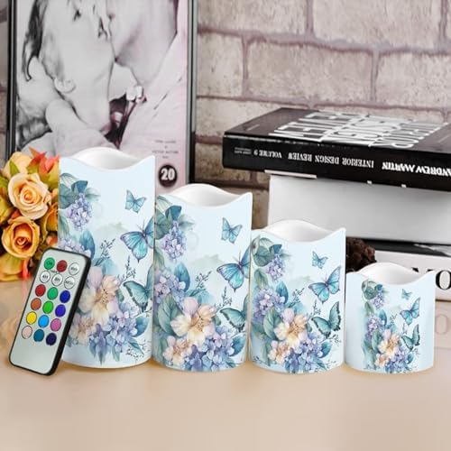 Flameless Candles with Remote Control and Timers Color Changing Pillar Candles Battery Operated Home Room Decor Electric Fake Candles for Table Beach Wedding Butterfly and Flower - Image 4
