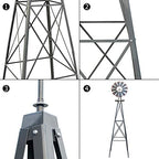 lapday 8FT Ornamental Windmill, Outdoor Backyard Garden Decoration Weather Vane, Heavy Duty Metal Wind Mill Weather Resistant (Gray) - Image 3