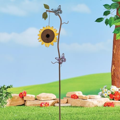 BAYN 57” Bird Houses Stake for Outside, Metal Wild Bird Feeder Birdhouse Stake Pole with Sunflower Design Outdoor Decorations for Patio, Backyard, Garden - Image 6