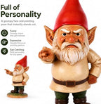 QIANLING 6.3" Garden Gnomes Outdoor, Angry Garden Gnome Statue, Funny Resin Gnome Garden Decor, Garden Gnomes for Yard Lawn Patio Porch Flower Bed Decor, Red Hat Gnome Gift for Garden Lovers - Image 3