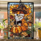 Witch Fox Sunflower Fall Pumpkin Acrylic Suncatcher - Image 4