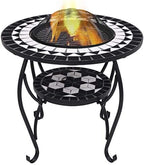 26.8 Inch Mosaic Fire Pit Table for Outdoor Patio, Steel Wood Burning Firebowl with Ceramic Tile Surface, Safety Mesh Cover and Poker Tool by Unknown