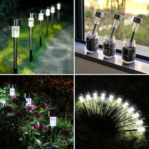 GIGALUMI Outdoor Waterproof Solar Pathway Lights, 20 Pack Cold White - Image 3