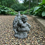OLOMA Sitting Gothic Gargoyle Concrete Garden Statue Outdoor Yard Decor Handmade Beast Fantasy Sculpture Weather Resistant Cement Lawn Ornament Patio Porch Yard Lawn Decor - Image 2