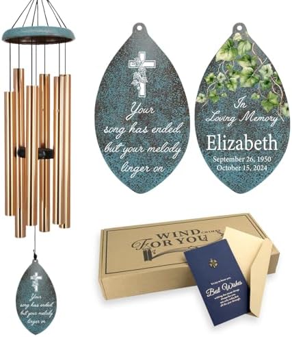 ASTARIN Personalized Memorial Gifts Wind Chimes, Sympathy Customized Wind Chimes in Loving Memory of Dad/Mom, Memorial Gifts for Loss, 35inch Wind Chime Deep Tone for Outdoor, Produced in Texas by Astarin