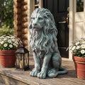 22.8" Seated Lion Statue Garden Outdoor Sculpture Home Patio Oxide by Unknown