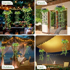 Solar Hanging Garden Lights, 4 Pack 66 LED Outdoor Lights with Realistic Milan Grass & White Flowers, IP65 Waterproof Solar Lanterns for Patio, Porch, Fence, Pergola & Backyard Decor, Auto On/Off - Image 6