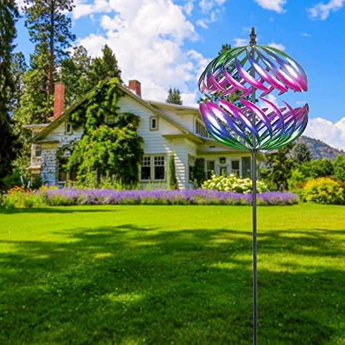 MUMTOP Wind Spinner Outdoor 360° Dual-Rotation Metal Wind Sculpture, Purple - Image 4