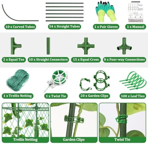 Cucumber Trellis for Raised Bed 5.4x5.5ft U-Shape Adjust Metal Garden Trellis for Climbing Plants Outdoor with Climbing Net Vegetable Arch Trellises Support Plant for Tomato Pea Fruit Squash Trellises - Image 5