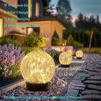 Beautyard Solar Globe Lights Outdoor Large Garden Decor USB Charged 4.72" Diameter 40LED 1000mAh Solar Lights Cracked Glass Globe Solar Power Yard Patio Garden (4.72'' Large 2 Pack Warm White) - Image 4