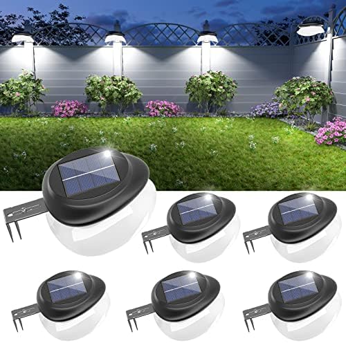 JSOT Solar Deck Lights Perfect for Fence, Deck Rail, Wall Décor-Cool White 6P-Black by JSOT