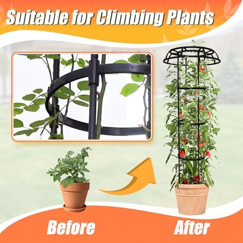 65 Inch Garden Trellis for Climbing Plants Outdoor, Mushroom Top Trellis for Potted Plants, Vines, Roses, Clematis, and Vegetables, Plant Trellis Support 1 Pack - Image 5