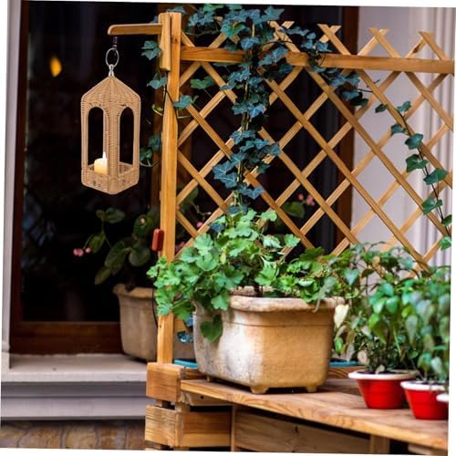 Handwoven Boho Candle Lantern with Handle for Garden Balcony - Image 5
